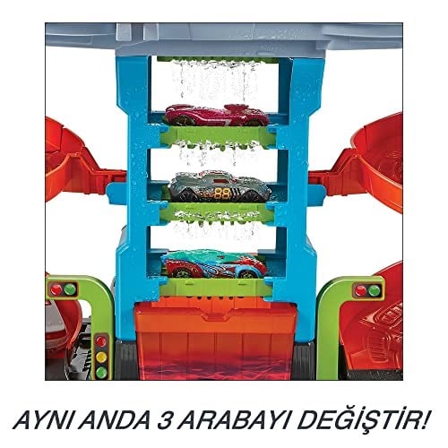 Hot Wheels Mega Araba Yıkama Kulesi Hot Wheels™ City Mega Araba Yıkama ile 1 adet Renk Değiştiren Arabalar™ aracı, çocuklar için oyuncak HDP05
