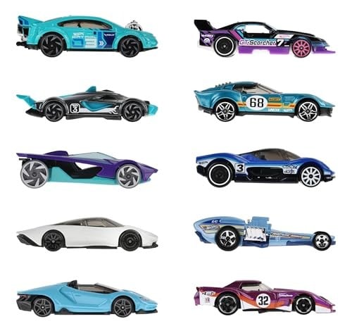 Hot Wheels Oyuncak Arabalar, 10lu Yarış Arabası Paketi, 1:64 Ölçekli Corvette, Lamborghini, McLaren ve Hot Wheels Originals içerir (Amazona Özel)