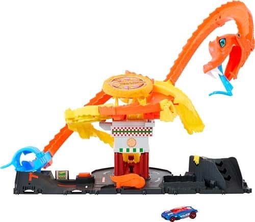 Hot Wheels Pizza Dükkanında Kobra Macerası Oyun Seti Hot Wheels Pizza Dükkanında Kobra Macerası Oyun Seti ve 1:64 ölçekli oyuncak araba HTN81