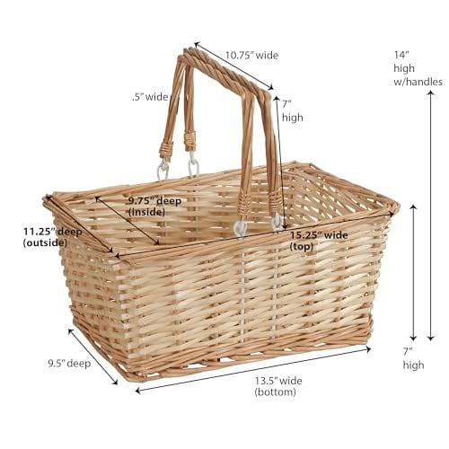 Household Essentials ML-2202 Kulplu Üstü Açık Pazar Sepeti, Kahverengi