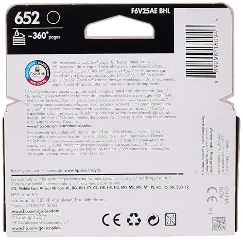 HP 652 Siyah Mürekkep Kartuş 360 Sayfa (F6V25AE)
