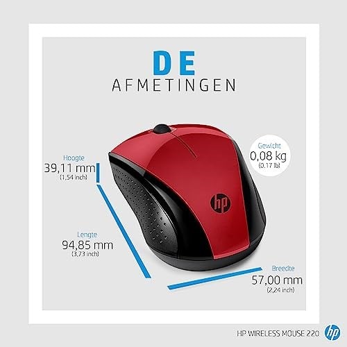 Hp 7Kx10Aa 220 Kablosuz Fare, Kırmızı