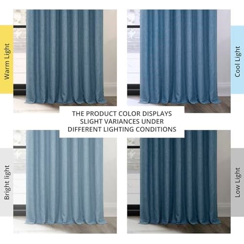 HPD Half Price Drapes BOCH-LN-DW-P keten karartma perdesi, ekstra geniş, 100 x 108 cm, denim - Seçenekler: 50W x 84L, 100 X 84, 100 X 96, 100 X 108, 100 X 120...