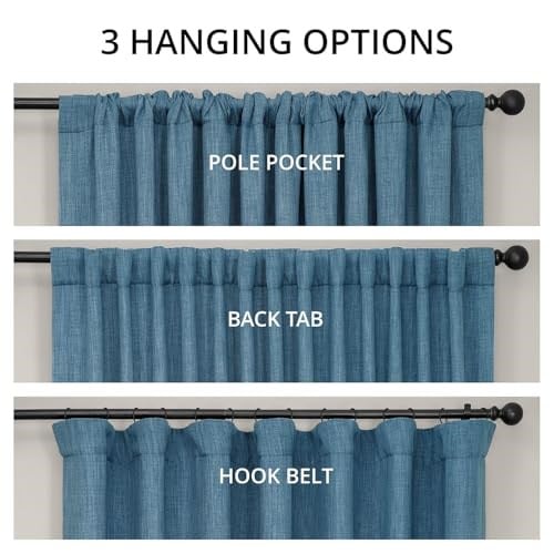HPD Half Price Drapes BOCH-LN-DW-P keten karartma perdesi, ekstra geniş, 100 x 108 cm, denim - Seçenekler: 50W x 84L, 100 X 84, 100 X 96, 100 X 108, 100 X 120...
