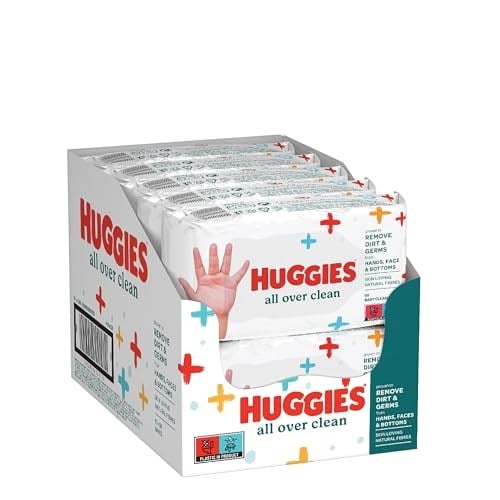 Huggies All Over Clean Bebek Islak Mendil 56 Adet - 10lu Paket (10 x 56 Paket, Toplam 560 Mendil) (Yüz, El ve Fundulet için güvenli)