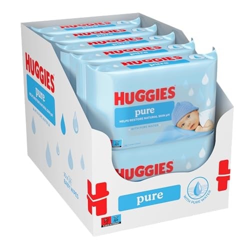 Huggies Saf, hassas bebek ıslak mendil,%99 su, 10 x 56 bez, aylık kutu