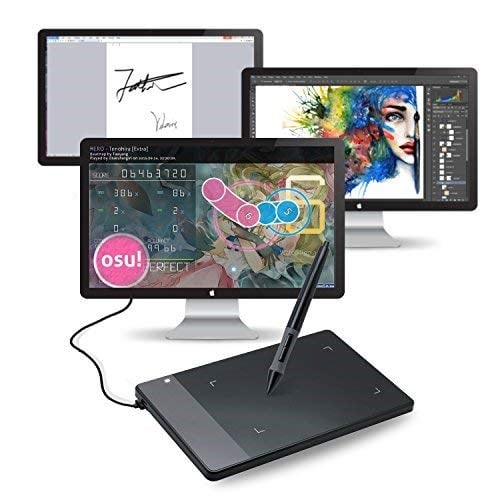 HUION 420 4x2.23 inç Grafik Tabletler OSU! Mac/Windows için Grafik Tablet Signaturpad - Home-Office & E-öğrenme için ideal (siyah)