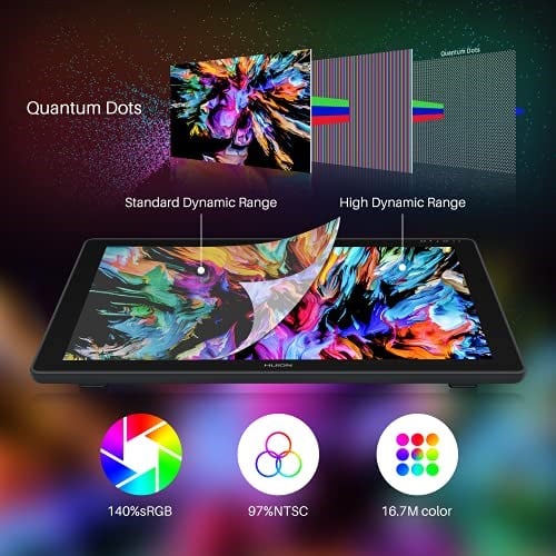 Huion Kamvas 24 Plus Grafik Tablet 23.8 inç Ekran ile Tam Lamine QD LCD Ekran 140% SRGB Android Desteği Pilsüz Stylus 8192 Kalem Basıncı