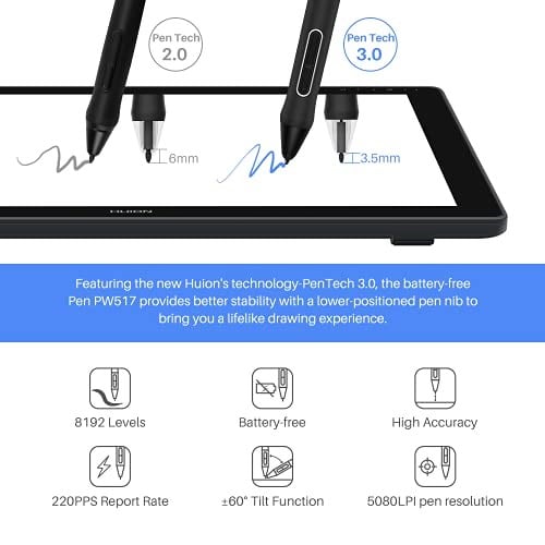 Huion Kamvas 24 Plus Grafik Tablet 23.8 inç Ekran ile Tam Lamine QD LCD Ekran 140% SRGB Android Desteği Pilsüz Stylus 8192 Kalem Basıncı