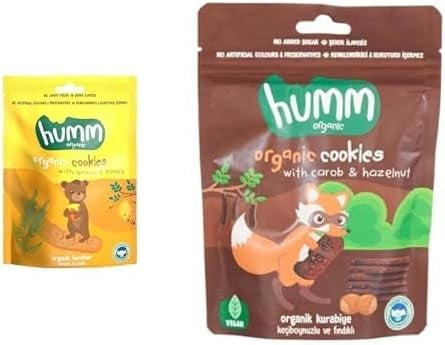Humm Organic Ballı Kinoalı Kurabiye 1 Paket(55 Gr x 1 Adet) ve Humm Organic Keçiboynuzlu Fındıklı Vegan Kurabiye 1 Paket(55 Gr x 1 Adet)