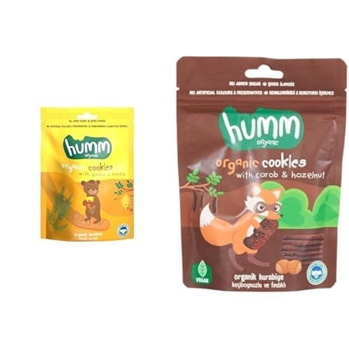 Humm Organic Ballı Kinoalı Kurabiye 1 Paket(55 Gr x 1 Adet) ve Humm Organic Keçiboynuzlu Fındıklı Vegan Kurabiye 1 Paket(55 Gr x 1 Adet)