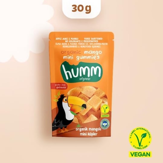 Humm Organic Organik Glutensiz Vegan Mangolu Mini Küpler - 30g