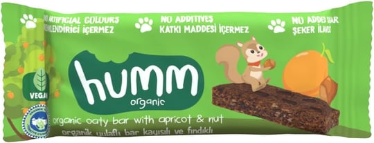 humm organic Organik Kayısılı Fındıklı Vegan Yulaf Bar 1 Paket(27 Gr x 1 Adet)