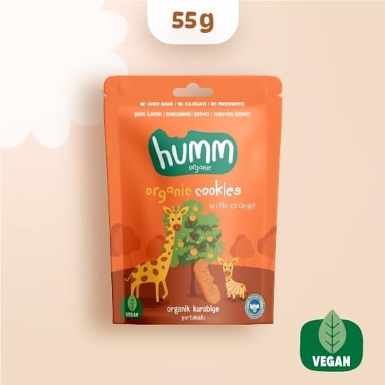 Humm Organic Organik Vegan Portakallı Kurabiye - 55g