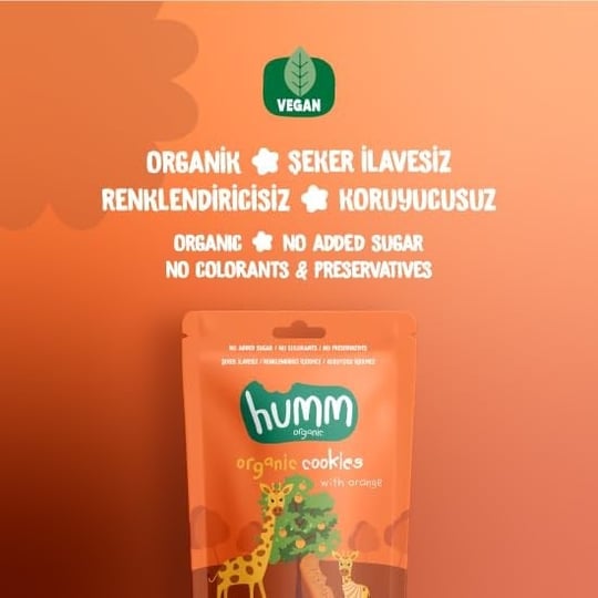 Humm Organic Organik Vegan Portakallı Kurabiye - 55g