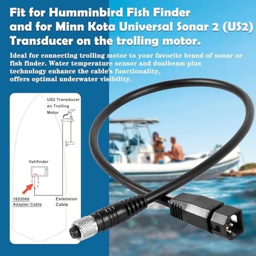 Humminbird Fish Finder ve Minn Kota Universal Sonar 2 (US2) Transducer ile Uyumlu Dayanıklı 7 Pin Adaptör Kablosu, Parça Numarası 1852068 için Yedek