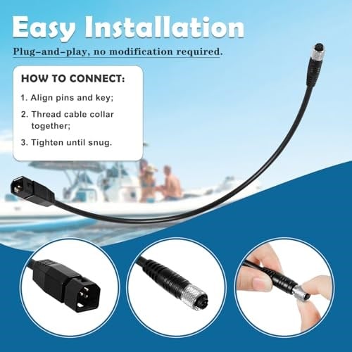 Humminbird Fish Finder ve Minn Kota Universal Sonar 2 (US2) Transducer ile Uyumlu Dayanıklı 7 Pin Adaptör Kablosu, Parça Numarası 1852068 için Yedek