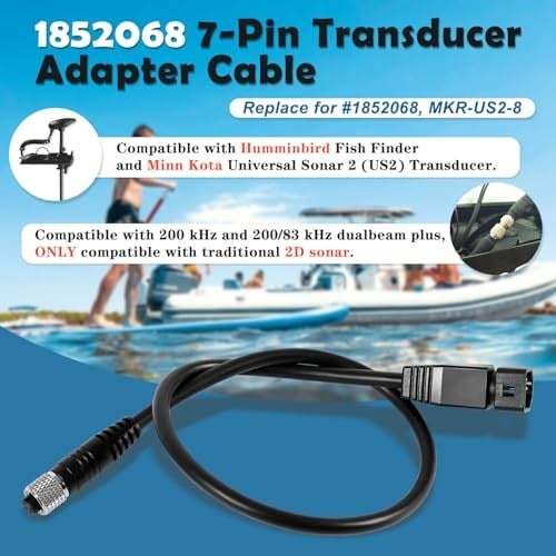 Humminbird Fish Finder ve Minn Kota Universal Sonar 2 (US2) Transducer ile Uyumlu Dayanıklı 7 Pin Adaptör Kablosu, Parça Numarası 1852068 için Yedek