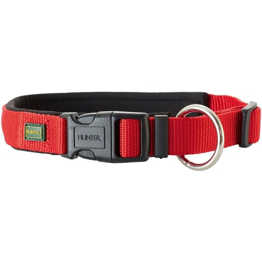 HUNTER NEOPREN Vario Plus köpek tasması, renk: kırmızı/siyah, dayanıklı naylon, yumuşak neopren dolgu, kademesiz ayarlanabilir,  - Seçenekler: S/1,5, S-M/2,0, S/2,0, M-L/2,0, M/2,0, L-XL/2,5, L/2,5...