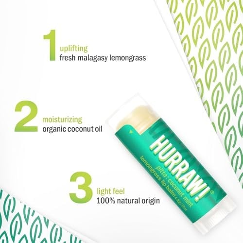 Hurraw Pitta Lip Balm/Hindistan Cevizi - Limon Otu - Nane