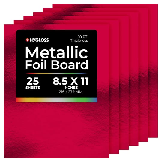 Hygloss Metalik Folyo Tahta Kart Stok Çarşafları Sanat ve El Sanatları, Sınıf Etkinlikleri ve Kart Yapımı, 25 Paket, 8,5 x 11-inç, Kırmızı, 25 Adet