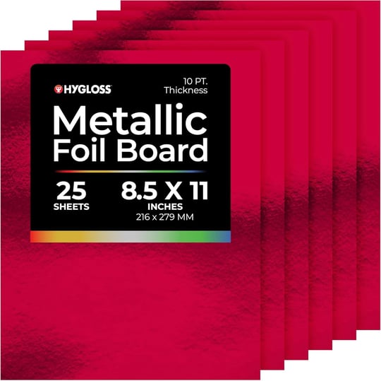 Hygloss Metalik Folyo Tahta Kart Stok Çarşafları Sanat ve El Sanatları, Sınıf Etkinlikleri ve Kart Yapımı, 25 Paket, 8,5 x 11-inç, Kırmızı, 25 Adet