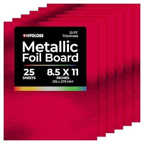 Hygloss Metalik Folyo Tahta Kart Stok Çarşafları Sanat ve El Sanatları, Sınıf Etkinlikleri ve Kart Yapımı, 25 Paket, 8,5 x 11-inç, Kırmızı, 25 Adet