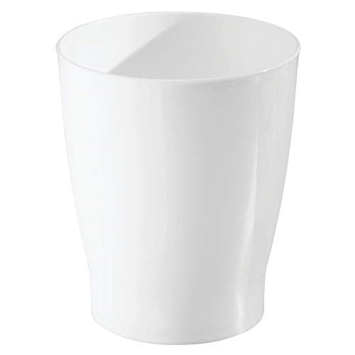 iDesign Banyo, Yatak Odası, Ev Ofis, Yurt için Kompakt Yuvarlak Plastik Çöp Kovası, 19,6 cm x 19,6 cm x 23,1 cm, Franklin Koleksiyonu, Beyaz