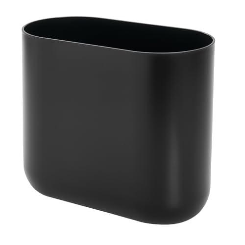 iDesign Cade banyo veya mutfak için çöp kutusu, plastik küçük çöp kutusu, siyah, 26,8 cm x 14,0 cm x 24,8 cm
