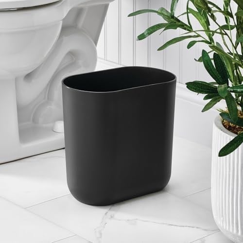 iDesign Cade banyo veya mutfak için çöp kutusu, plastik küçük çöp kutusu, siyah, 26,8 cm x 14,0 cm x 24,8 cm