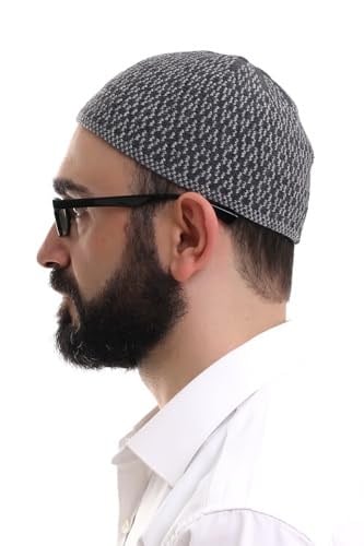 İhvan Online Açık Gri Kışlık Orlon Namaz Takkesi Baklava Desenli Takke