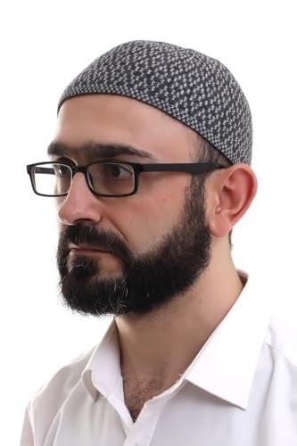 İhvan Online Açık Gri Kışlık Orlon Namaz Takkesi Baklava Desenli Takke