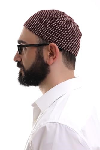 İhvan Online Bordo Kışlık Nokta Desenli Orlon Namaz Takkesi