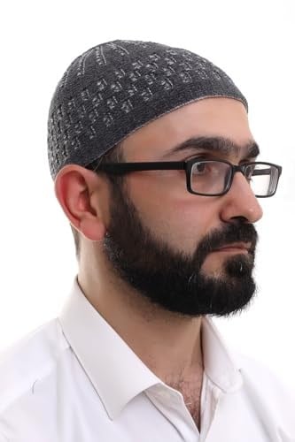 İhvan Online Füme Gri Hasır Desen Kışlık Kadife Namaz Takkesi