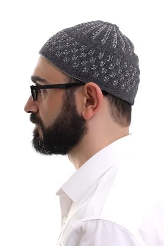 İhvan Online Füme Gri Hasır Desen Kışlık Kadife Namaz Takkesi