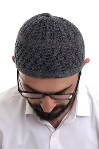 İhvan Online Füme Hasır Desen Kışlık Kadife Namaz Takkesi