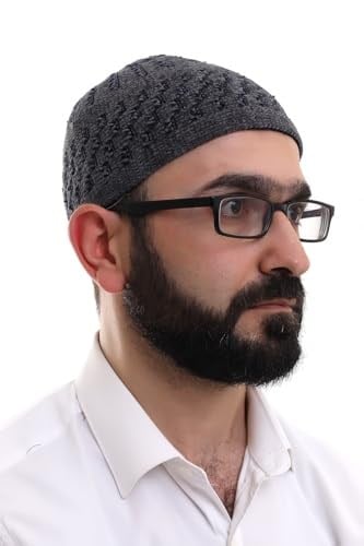 İhvan Online Füme Hasır Desen Kışlık Kadife Namaz Takkesi
