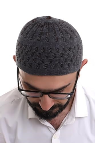 İhvan Online Füme Kahve Hasır Desen Kışlık Kadife Namaz Takkesi
