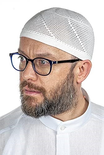 İhvan Online Gold Lüks Dantel Örme Namaz Takkesi Beyaz 1 Adet