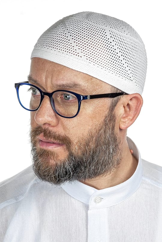İhvan Online Gold Lüks Dantel Örme Namaz Takkesi Beyaz 1 Adet