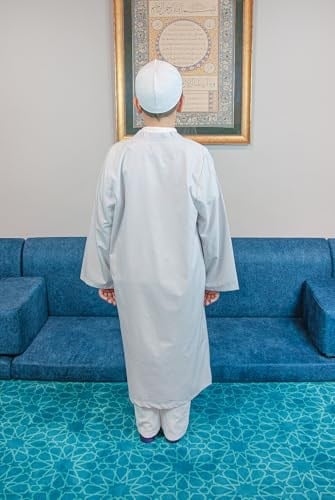 İhvan Online Gri Buhara Yaka Namaz Elbisesi Erkek Çocuk Cübbe Gri 3