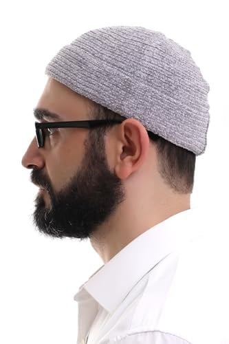 İhvan Online Gri Katlamalı Sade Desen Kışlık Kadife Takke Şapka