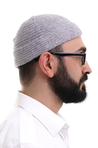 İhvan Online Gri Katlamalı Sade Desen Kışlık Kadife Takke Şapka