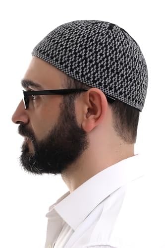 İhvan Online Gri Orlon Kışlık Namaz Takkesi Baklava Desenli Takke