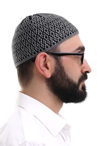İhvan Online Gri Orlon Kışlık Namaz Takkesi Baklava Desenli Takke