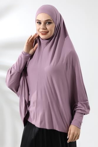 İhvan Online Gül Kurusu Hazır Pratik Sultanbaş Tesettür Kollu Penye Sufle Eşarp Hijab