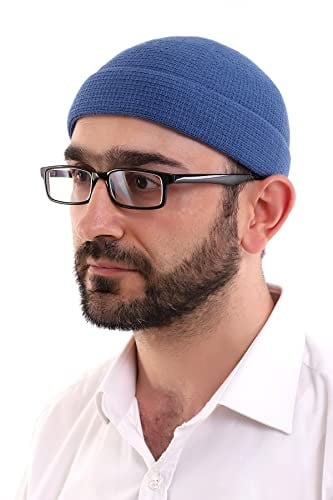 İhvan Online Kışlık Kadife Takke Katlamalı Düz Desen - Mavi