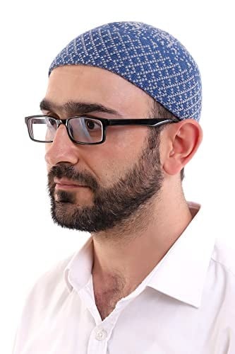 İhvan Online Kışlık Yün Takke Karyağdı Desenli - Mavi