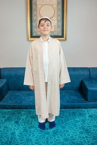 İhvan Online Krem Buhara Yaka Namaz Elbisesi Erkek Çocuk Cübbe