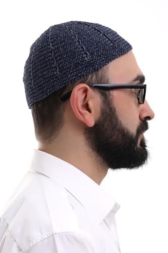 İhvan Online Lacivert Füme Kışlık Çift Renk Kadife Namaz Takkesi